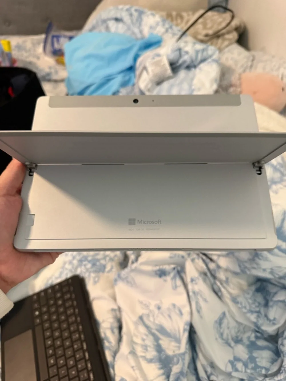 Microsoft Laptop in Metallic Silver with Light Blue Logo